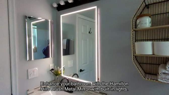 Hamilton Hills 24" x 36" Contemporary Metal Silver Framed Rectangular Mirror with LED Lights, 2 of 6, play video