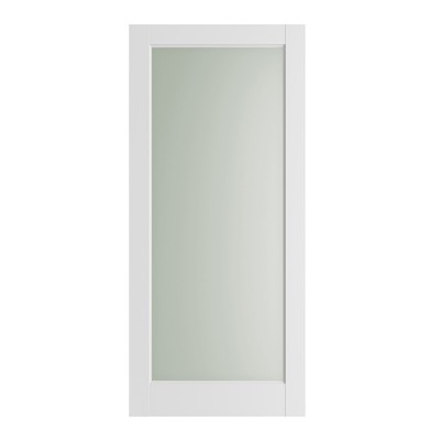 SMARTSTANDARD 80 in. Height Primed White Interior Door Slab, 1-Panel Tempered Frosted Glass Slab Door, Solid Core Door Without Hardware Kit