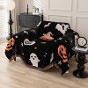 Halloween Black Pumpkin Ghost Sofa Cover with Fringe Trim,Slip-Resistant and Scratch-Proof Festive Decor for Living Room Sofas - 2 of 4