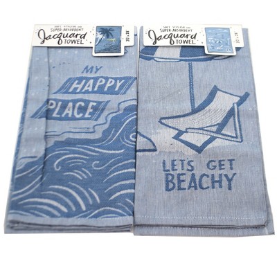 Tabletop 28.0" Beach Life Dish Towels Set/2 100% Cotton Clean Up Kitchen Primitives By Kathy  -  Kitchen Towel