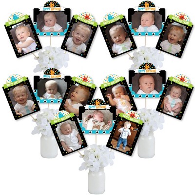 Big Dot of Happiness Monster Bash - Little Monster Birthday Party Picture Centerpiece Sticks - Photo Table Toppers - 15 Pieces