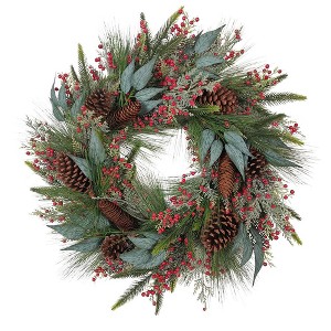 Kurt Adler 24-Inch Unlit Decorated Rattan with Pinecones Wreath - 1 of 1