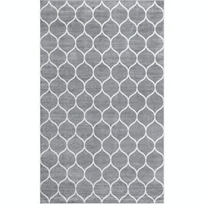 Modern Light Gray Trellis 5' x 8' Synthetic Area Rug