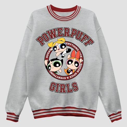 Men s Cartoon Network Powerpuff Girls Graphic Pullover Sweatshirt Heathered Gray S