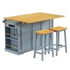 PDTEND Large Kitchen Island with 2 Bar Stools, Power Outlet, Door Internal Storage Rack, Rolling Kitchen Storage Cart - 4 of 4