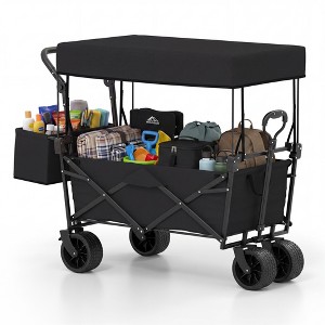 Costway Folding Utility Wagon with Detachable Canopy, Collapsible