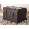 Vintiquewise Antique Style Black Wooden Steamer Trunk, Coffee Table - 2 of 4