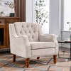 VYNXARIA Beige Accent Chair with Footrest - Stylish & Comfy Tufted Armchair for Any Room - 2 of 4