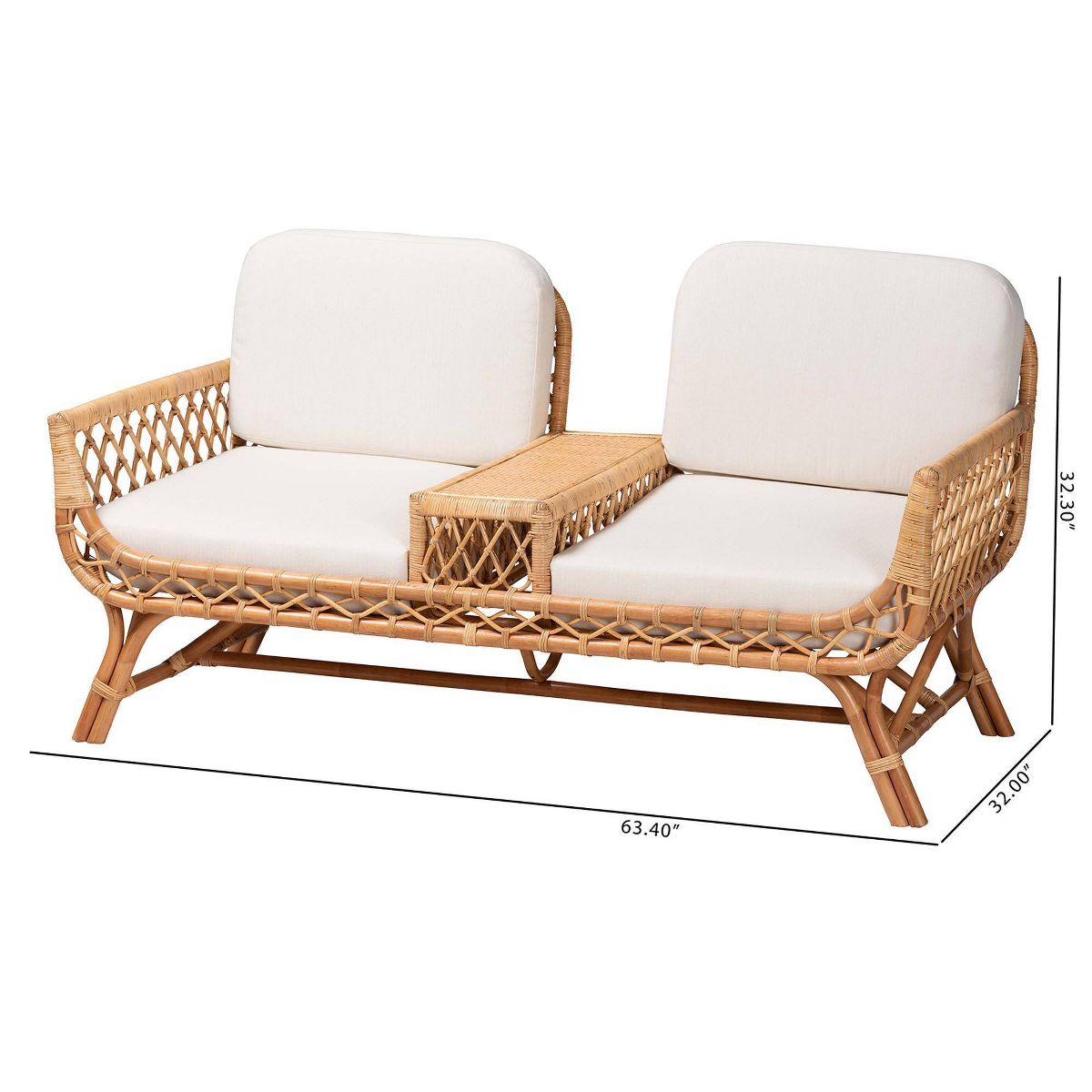 bali & pari Pakis Rattan Tete-a-Tete Sofa Natural Rattan - thumbnail 7