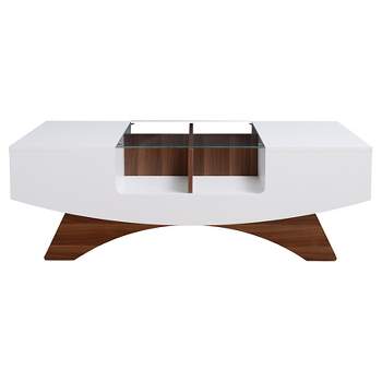 Kasha Curved Multi-storage Coffee Table White/Light Walnut - HOMES: Inside + Out