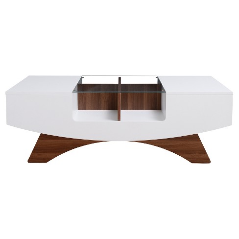 Kasha Curved Multi-storage Coffee Table White/Light Walnut - HOMES: Inside + Out - image 1 of 4