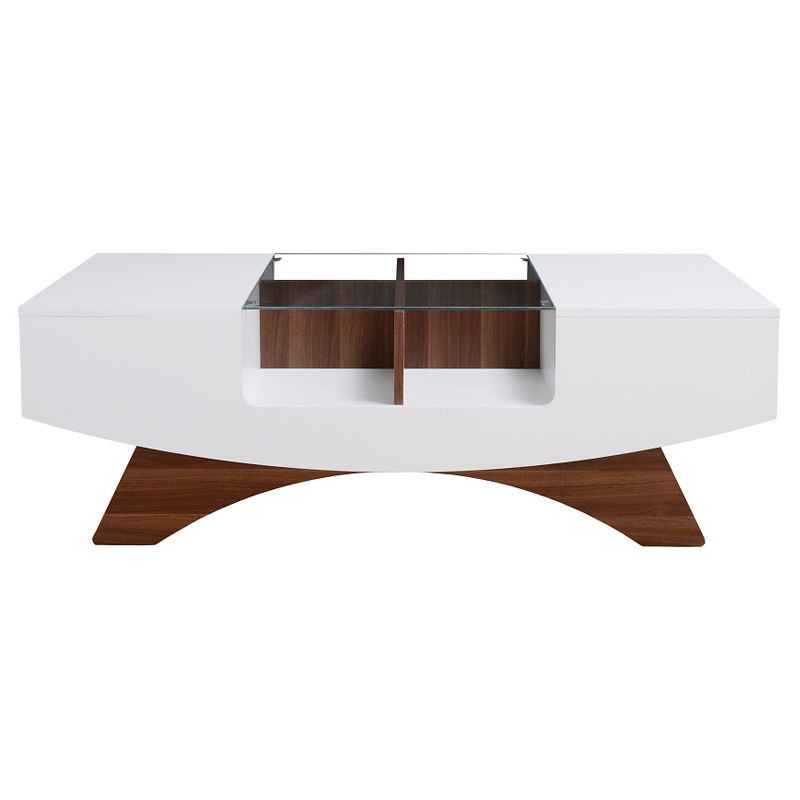 Kasha Curved Multi-storage Coffee Table White/Light Walnut - HOMES: Inside + Out, 1 of 6