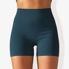Anna-Kaci Active Women's Wide Band Stretchy Rib Knit Seamless Gathered Biker Shorts - 2 of 4