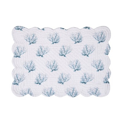 Marlowe Sound White and Blue Cotton Placemat Set of 6