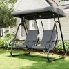 Patio Swing, Outdoor Swing - 2 Person Glider with Adjustable Canopy & Removable Cushions, Heavy-Duty Porch Swing for Garden, Backyard (Dark Grey) - 2 of 4