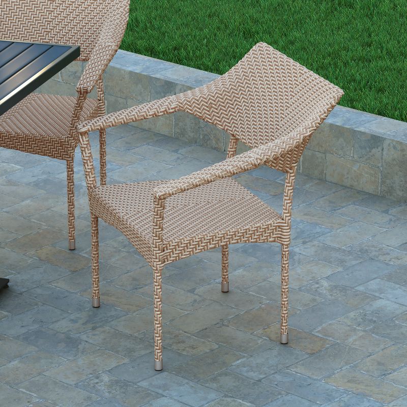 Emma and Oliver Modern All-Weather Patio Dining Chairs with Fade and Weather Resistant PE Rattan and Reinforced Steel Frame, 4 of 12