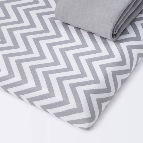 Fitted Play Yard Jersey Sheet Cloud Island Chevron gray 2pk Target