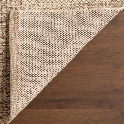 Handmade Rectangular Beige and Brown Cotton Area Rug, 5' x 8'