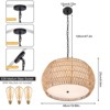 YIYIBYUS 3-Light Brown Linen Color Pendant Light with Woven Shade - 4 of 4