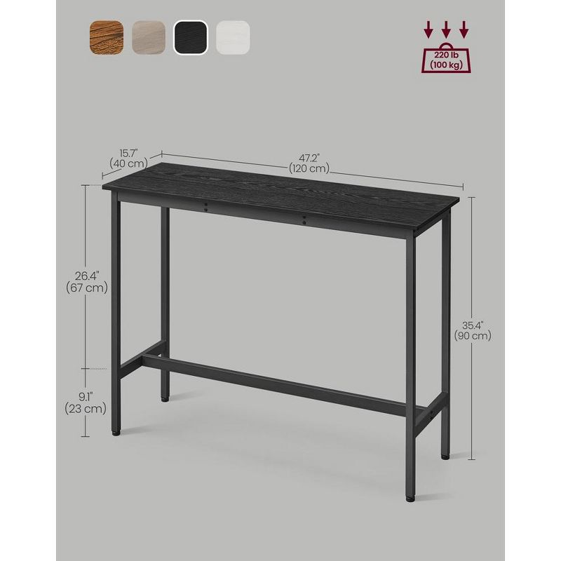 VASAGLE, Narrow Long Bar, Kitchen Dining, High Pub Table, Sturdy Metal Frame, Industrial Design, 15.7 x 47.2 x 35.4 Inches, 5 of 7