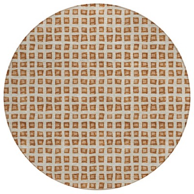 Orange Beige And Copper Geometric Washable Indoor Outdoor Area Rug