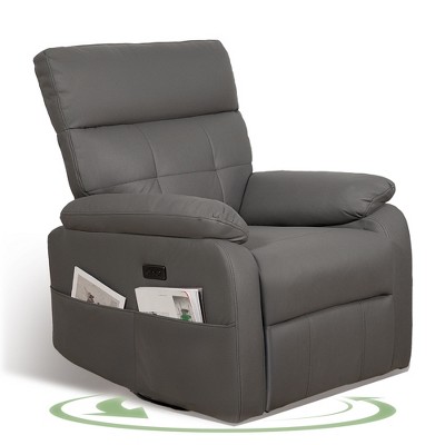 Swivel Rocker Power Recliner Chair with USB & Type-C Ports and Overstuffed Cushion