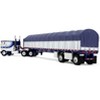 Peterbilt 352 COE 110" Sleeper and 53’ Wilson Flatbed with Wagon White with Blue Stripes 1/64 Diecast Model by DCP/First Gear - 4 of 4