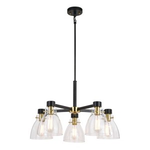 VAXCEL Elgin 5 Light Black and Gold Contemporary Chandelier Clear Glass - 1 of 4