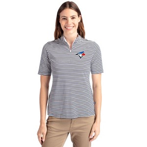 Toronto Blue Jays Cutter & Buck Virtue Eco Pique Stripe Recycled Womens Top - 1 of 1