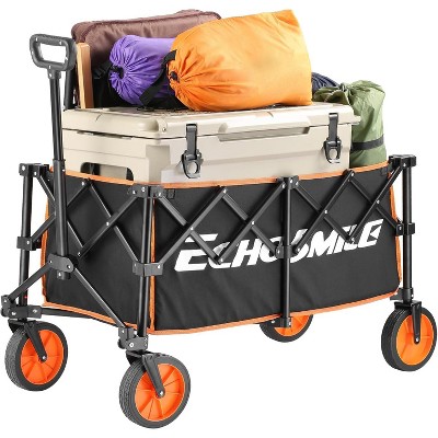 MaseiKar Collapsible Foldable Wagon with 300lbs Weight Cart Heavy Duty Folding Beach Wagon Cart with Wheels and Adjustable Handle for Camping, Garden