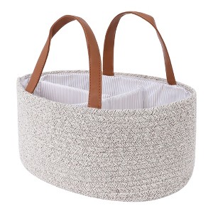 Unique Bargains Handcrafted Odorless Cotton Rope Storage Basket with Handles and Divider 1 Pack - 1 of 4