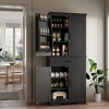 Tall Pantry Storage Cabinet, Kitchen Cabinet with Drawer, Door Shelves, Adjustable Shelves, Narrow Wooden Bathroom Cupboard, Large Wooden Cabinet - 2 of 4