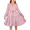Arshiner Girls Long Sleeve Dress Tween Fall Formal Party Holiday Midi Tiered Flowy Swing Dresses with Belt - 4 of 4