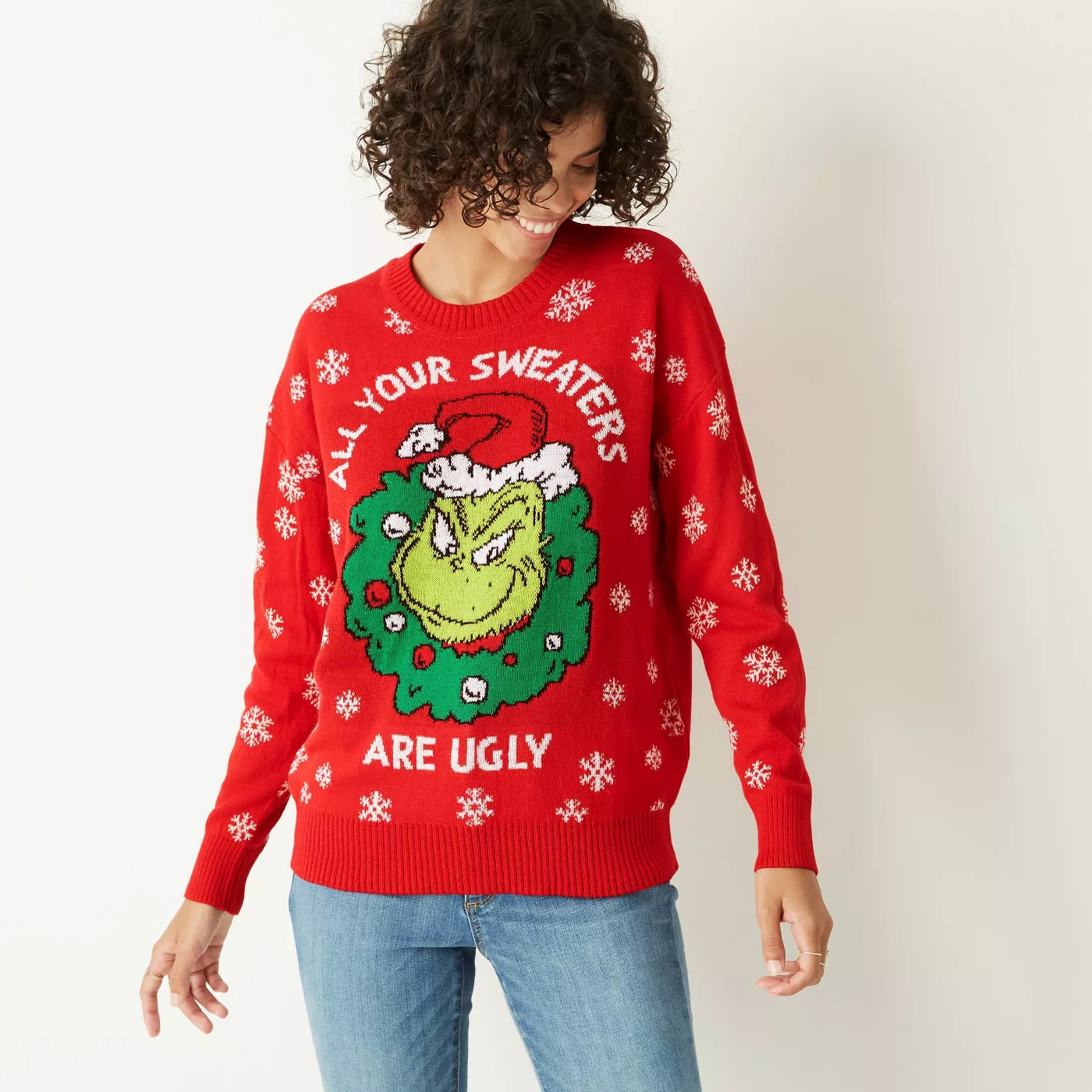 Women's The Grinch All Your Sweaters are Ugly Pullover Sweater - Red - image 1 of 3
