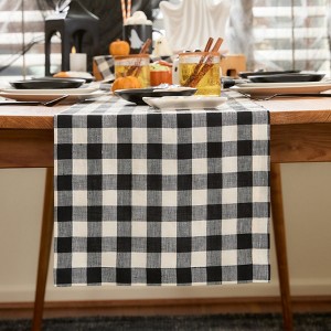 Solino Home Linen Table Runner | Morgan Check - 1 of 4