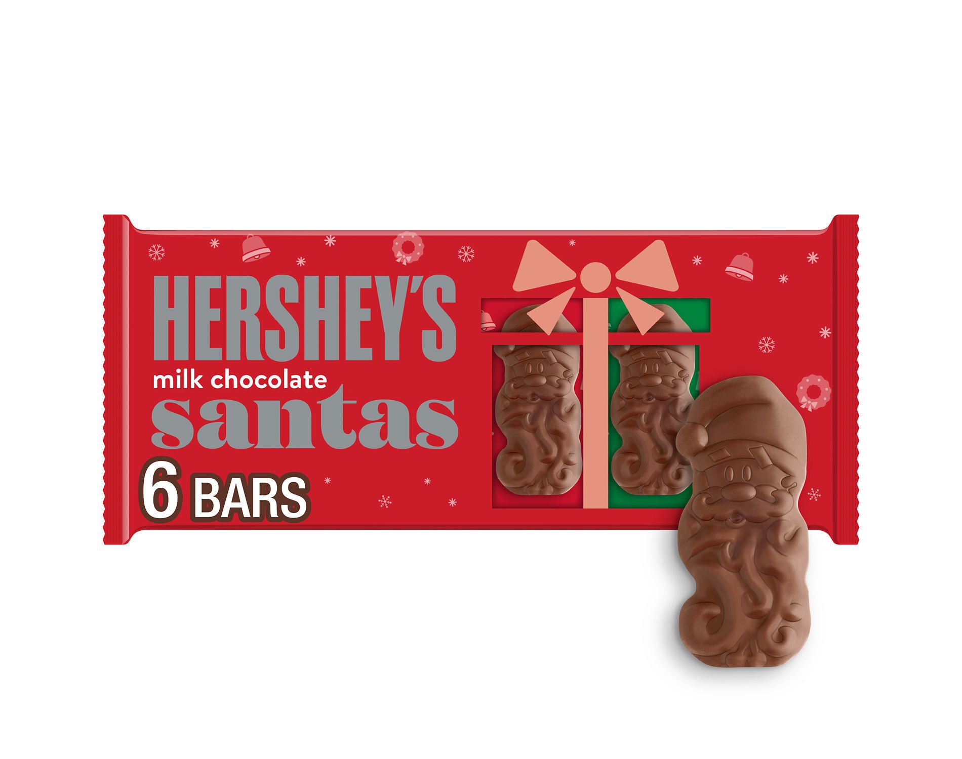 HERSHEY'S Christmas Milk Chocolate Santas Candy - 1.2oz/6ct