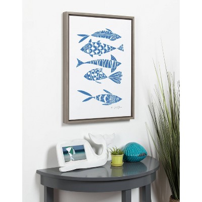 Giuliana Lazzerini Blue Fish Linocut Print on Canvas