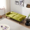 Convertible Sofa Bed Futon Linen Sleeper Couch with Adjustable Backrests Soild Wood Legs for Bedroom Living Room Green - 2 of 4