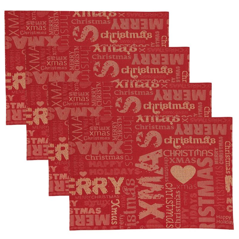 Saro Lifestyle Christmas Placemat, 13"x19" Oblong, Red (Set of 4), 3 of 5