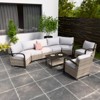 EAGLE PEAK Coastal Vista Outdoor Patio Furniture Set, Half-Moon Curved Wicker Patio Conversation Set with Coffee Table - 2 of 4