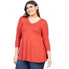 Plus Three Quarter Sleeve V Neck Tunic Top - 24seven Comfort Apparel™ - 2 of 4