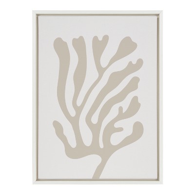 Beige Abstract Coral Print on Canvas with White Frame