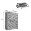 Famapy Gray wood grain 2 Drawer Flip Up Shoe Cabinet Openwork - 4 of 4