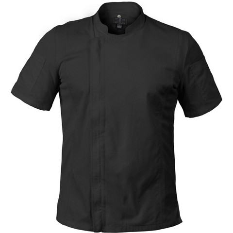 Chef Code Zip Front Cool Breeze Side Vent Chef Coat, Short Sleeves Black 3XL