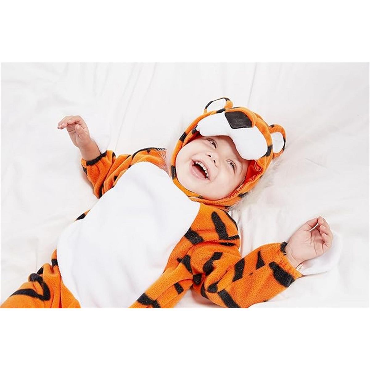 Joyfy Baby Halloween Costume Tiger Jumpsuit with Tail, Toddler One Piece Animal Suit with Hat for Halloween Dress Up Party - thumbnail 6