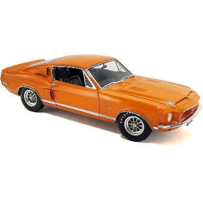 1968 Shelby GT500 KR Orange Metallic with White Stripes Limited Edition to 348 pieces Worldwide 1/18 Diecast Model Car by ACME