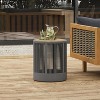 MOEPISY Outdoor Rattan Rope and Acacia Wood Side Table, Grey and Teak - 2 of 4