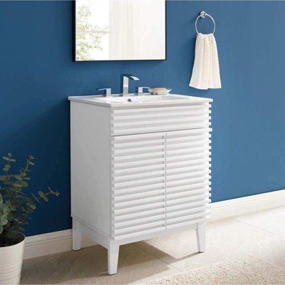 Freestanding Bath Vanity with White Ceramic Top Unassembled