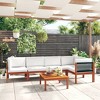 vidaXL Solid Acacia Wood Patio Lounge Set with Cream White Cushions - 6-Piece Outdoor/Indoor Garden Furniture Set - 2 of 4