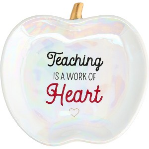 Pavilion Gift Company - Teaching Is A Work Of Heart - 4" Apple Shaped Desk Tray Jewelry Keepsake Dish Student Kids - 1 of 4